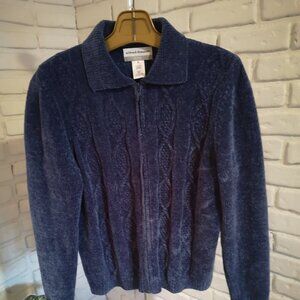 Alfred Dunner Petite Ladies Chenille Zip Front Cardigan